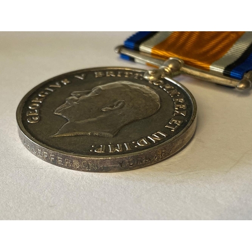 583 - A FIRST WORLD WAR PAIR, SCROLL AND FRAMED PLAQUE TO A CASUALTY FROM THE YORK REGIMENT WHO WAS KILLED... 