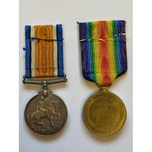 59 - A FIRST WORLD WAR PAIR TO THE WORCESTERSHIRE REGIMENT. A Great War pair comprising War Medal and Vic... 