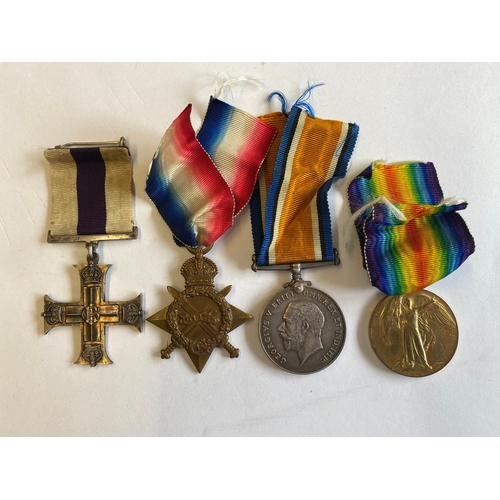 590 - A MILITARY CROSS GROUP OF FOUR TO A CASUALTY WITH THE ARTILLERY. A Great War Group of four comprisin... 