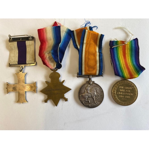 590 - A MILITARY CROSS GROUP OF FOUR TO A CASUALTY WITH THE ARTILLERY. A Great War Group of four comprisin... 