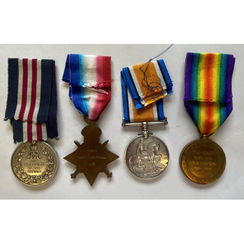 593 - A FIRST WORLD WAR MILITARY MEDAL AND TRIO TO THE ROYAL ENGINEERS. A Great War group of four comprisi... 