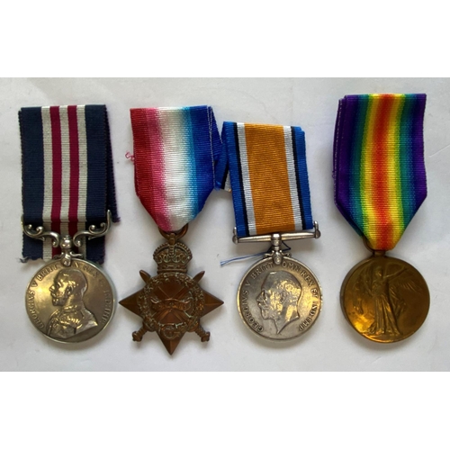 593 - A FIRST WORLD WAR MILITARY MEDAL AND TRIO TO THE ROYAL ENGINEERS. A Great War group of four comprisi... 