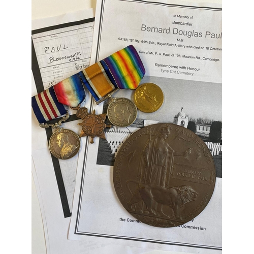 594 - A FIRST WORLD WAR MILITARY MEDAL CASUALTY GROUP TO THE FIELD ARTILLERY. A Great War Group of four co... 