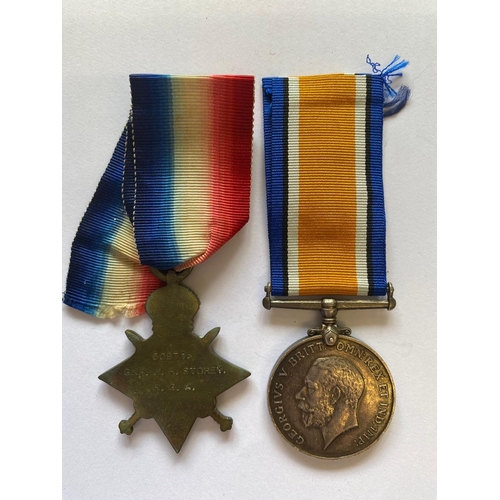 68 - A FIRST WORLD WAR 1914-15 STAR AND WAR MEDAL TO THE ROYAL GARRISON ARTILLERY. A 1914-15 Star named t... 