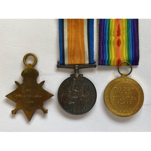 77 - A FIRST WORLD WAR TRIO TO THE LINCOLNSHIRE REGIMENT. A Great War trio comprising 1914-15 Star named ... 