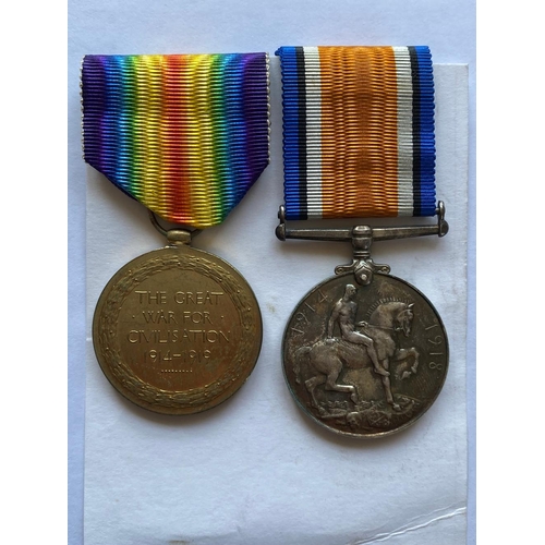 84 - A FIRST WORLD WAR PAIR TO THE RIFLE BRIGADE. A Great War Pair comprising War Medal and Victory Medal... 