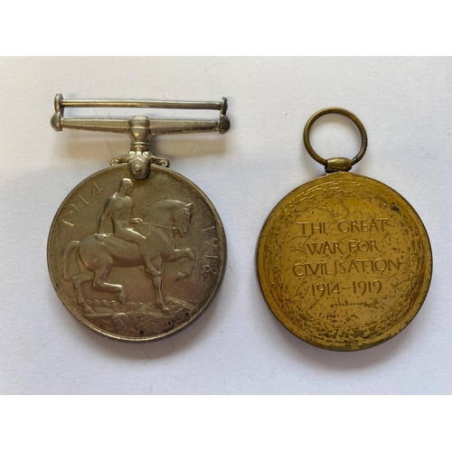 85 - A FIRST WORLD WAR PAIR TO THE MANCHESTER REGIMENT. A Great War Pair comprising War Medal and Victory... 