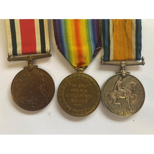 91 - A FIRST WORLD WAR PAIR AND SPECIAL CONSTABUKARY MEDAL. A Great War pair comprising War Medal and Vic... 