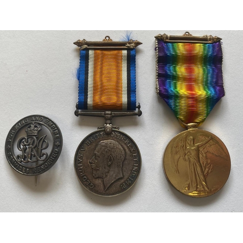 93 - A FIRST WORLD WAR PAIR AND WOUND BADGE TO THE YORK REGIMENT. A Great War Pair comprising War Medal a... 