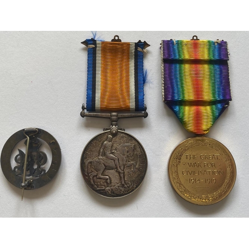 93 - A FIRST WORLD WAR PAIR AND WOUND BADGE TO THE YORK REGIMENT. A Great War Pair comprising War Medal a... 