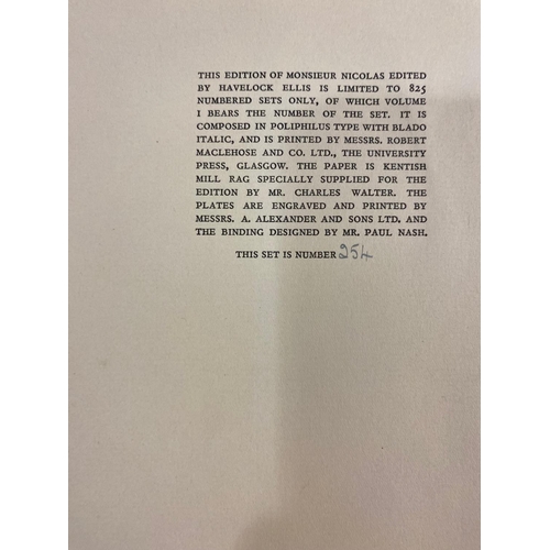 120 - NICOLAS EDME RESTIF DE LA BRETONNE. Monsieur Nicolas, or The Human Heart Unveiled, 6 volumes, 1930. ... 
