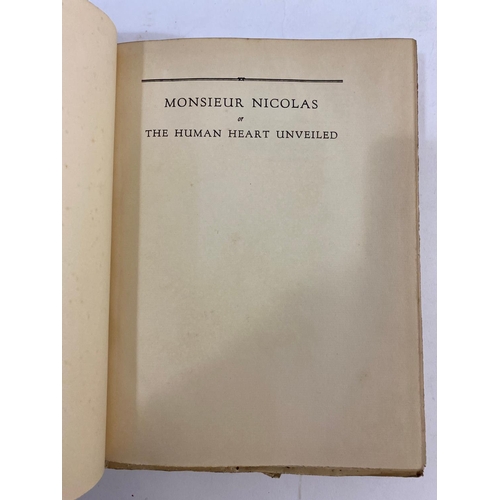 120 - NICOLAS EDME RESTIF DE LA BRETONNE. Monsieur Nicolas, or The Human Heart Unveiled, 6 volumes, 1930. ... 