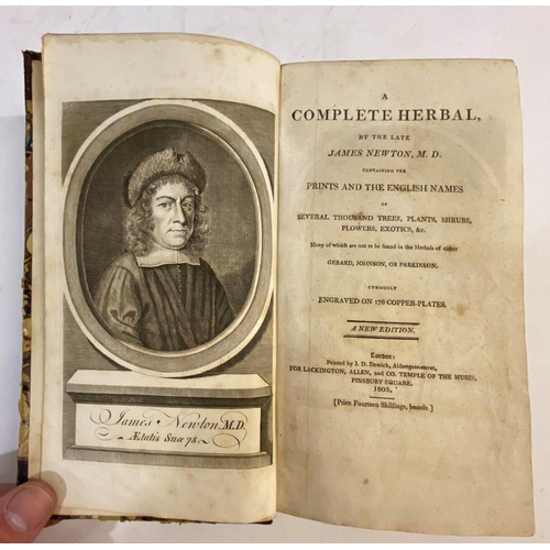 122 - JAMES NEWTON. A Complete Herbal, 1805. James Newton. A Complete Herbal, new edition, engraved portra... 