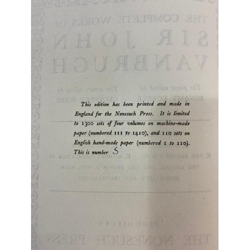 155 - SIR JOHN VANBRUGH. The Complete Works, 4 volumes, 1927. Sir John Vanbrugh. The Complete Works,  4 vo... 
