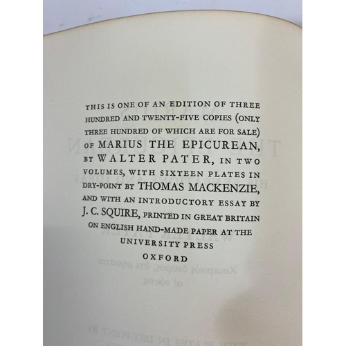 162 - WALTER PATER. Marius the Epicurean, 2 volumes, 1929. Walter Pater. Marius the Epicurean, 2 volumes, ... 