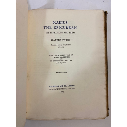 162 - WALTER PATER. Marius the Epicurean, 2 volumes, 1929. Walter Pater. Marius the Epicurean, 2 volumes, ... 