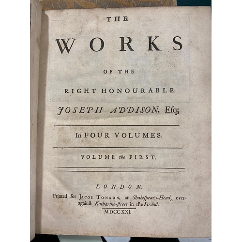 164 - JOSEPH ADDISON. The Works, 4 volumes, 1721. Joseph Addison. The Works, 4 volumes, first edition, eng... 