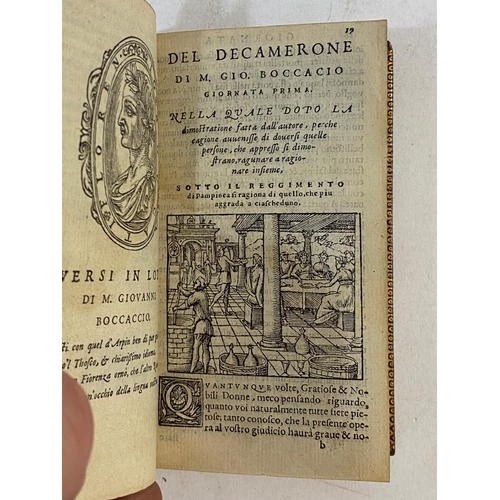 169 - GIOVANNI BOCCACCIO. Il Decamerone, 2 volumes, 1555. Giovanni Boccaccio. Il Decamerone, one volume bo... 