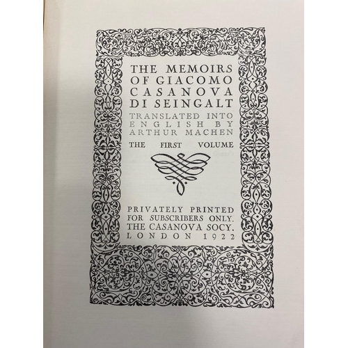 175 - GIACOMO GIROLAMO CASANOVA DE SEINGALT. The Memoirs, 12 volumes, 1922. Giacomo Girolamo Casanova de S... 