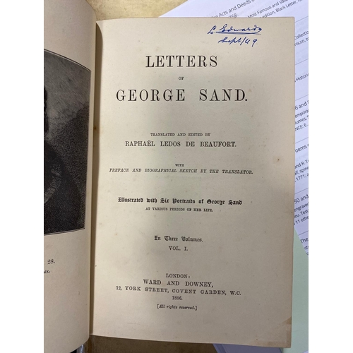 181 - GEORGES SAND. Letters of George Sand, 3 volumes, 1886 and 8 others (11). Georges Sand. Letters of Ge... 