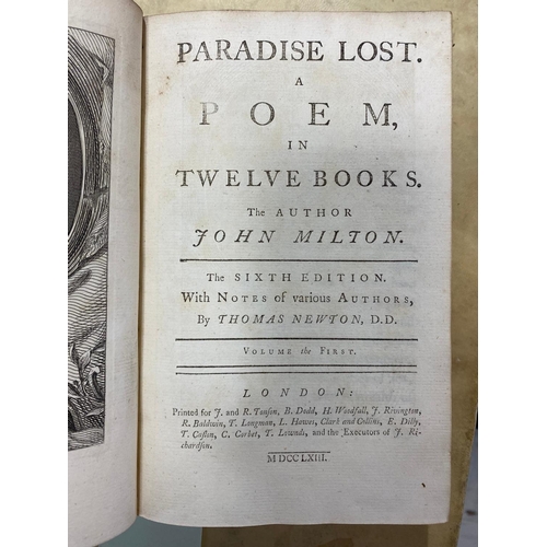 182 - JOHN MILTON. Paradise Lost, 2 volumes, 1763; Poems on Several Occasions, 2 volumes, 1760; and 19 oth... 