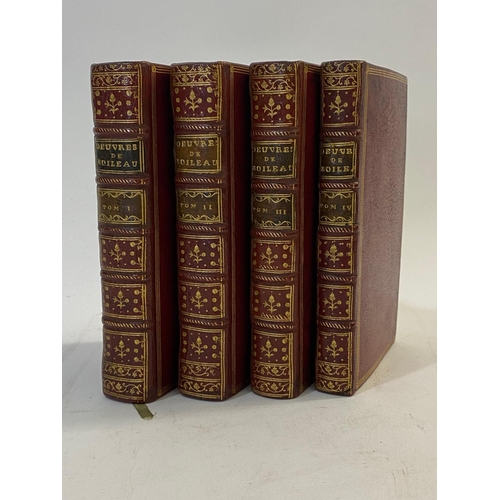 196 - NICOLAS BOILEAU-DESPREAUX. Oeuvres, 4 volumes, 1722. Nicolas Boileau-Despreaux. Oeuvres... avec des ... 