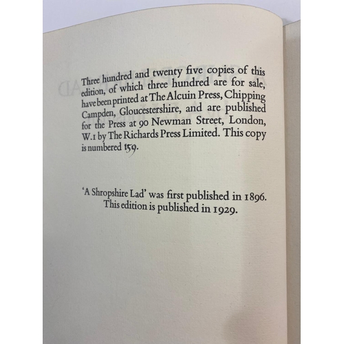 203 - A. E. HOUSMAN. A Shropshire Lad, 1929. A. E. Housman. A Shropshire Lad, number 159 of 325 copies, pr... 