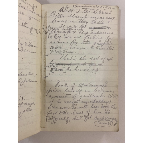 234 - DAVID LLOYD GEORGE. A manuscript political notebook, c.1910. David Lloyd George. A manuscript notebo... 