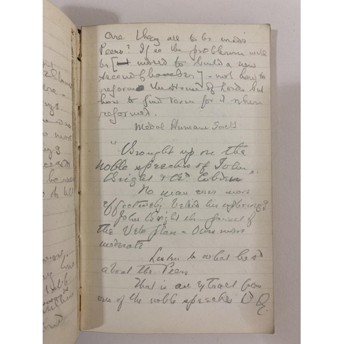 234 - DAVID LLOYD GEORGE. A manuscript political notebook, c.1910. David Lloyd George. A manuscript notebo... 