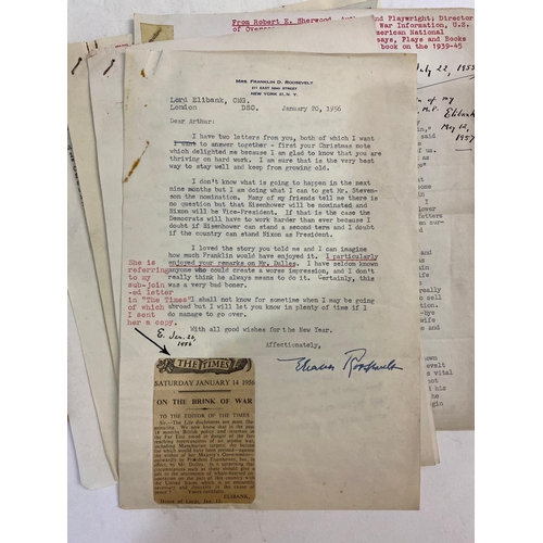 237 - ELEANOR ROOSEVELT. Four typed letters signed to Arthur Murray, Lord Elibank, 1949-56, and associated... 