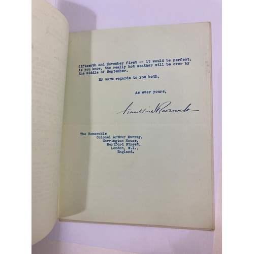 241 - FRANKLIN D. ROOSEVELT. A typed letter signed to Arthur Murray, discussing Germany and a visit to Eur... 