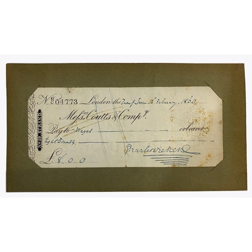 246 - CHARLES DICKENS. A signed cheque, 1860. Charles Dickens. A crossed cheque for Â£8.0.0, made out to '... 