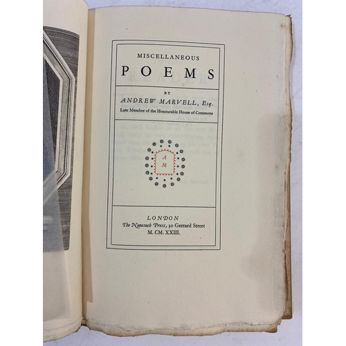 54 - NONESUCH PRESS. Miscellaneous Poems by Andrew Marvell, 1923 and 8 others. Nonesuch Press. Miscellane... 