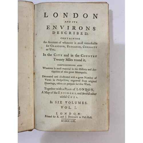 66 - ROBERT DODSLEY. London and Its Environs Described, 6 volumes, 1761. Robert Dodsley. London and Its E... 