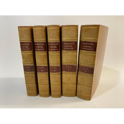 74 - ALEXANDER VON HUMBOLDT. Personal Narrative of Travels to the Equinoctial Regions, 6 volumes bound in... 