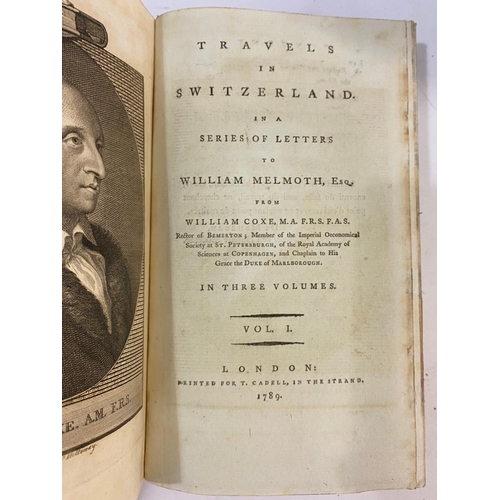 75 - WILLIAM COXE. Travels in Switzerland, 3 volumes, 1789. William Coxe. Travels in Switzerland, 3 volum... 