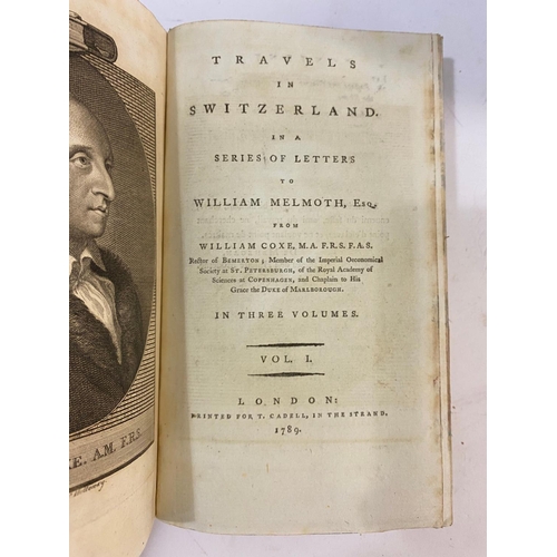 75 - WILLIAM COXE. Travels in Switzerland, 3 volumes, 1789. William Coxe. Travels in Switzerland, 3 volum... 