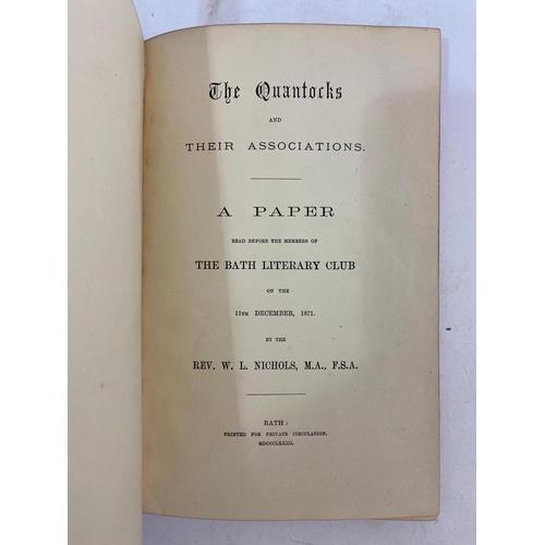 89 - W. L. NICHOLS. The Quantocks and Their Associates, 1873. W. L. Nichols. The Quantocks and their Asso... 