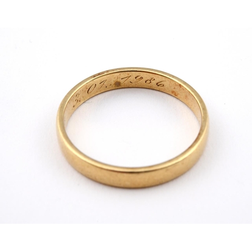 934 - A GENTLEMAN'S 14CT GOLD WEDDING BAND. 5.3 grams, size Z 1/2, together with another 14ct gold wedding... 