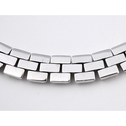 941 - A 9CT WHITE GOLD NECKLACE. of brick link design, 42.5cm long, 33 grams.  **BP 22.5% inc VAT + Lot Fe... 