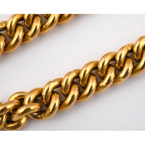 956 - A 22CT GOLD CURB LINK BRACELET. 15cm long, 44.6 grams.  **BP 22.5% inc VAT + Lot Fee of £8