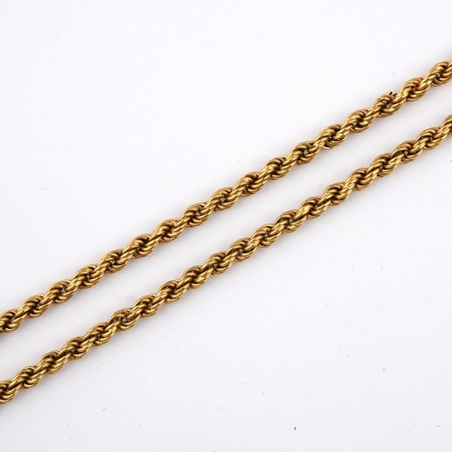 961 - AN 18CT GOLD NECKLACE. of rope link design, with 9ct gold clasp, 72cm long, 16.6 grams.  **BP 22.5% ... 