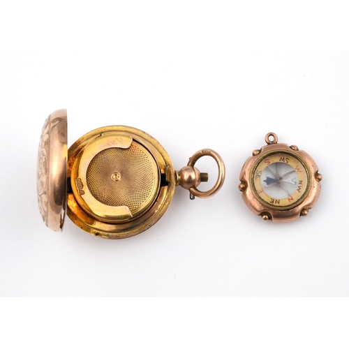 966 - A 9CT GOLD SOVERIGN CASE. with foliate engraved decoration to both cases, 3.2cm dia., together with ... 