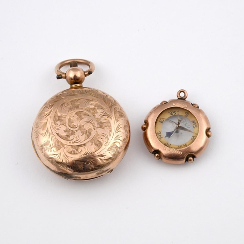 966 - A 9CT GOLD SOVERIGN CASE. with foliate engraved decoration to both cases, 3.2cm dia., together with ... 