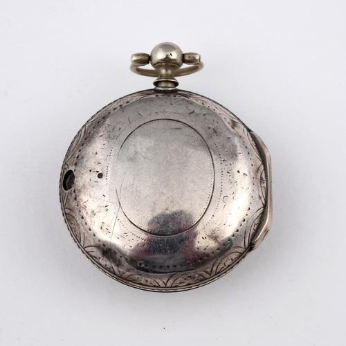 978 - AN 18TH CENTURY SILVER PAIR CASED POCKET WATCH. the white enamel dial with black Roman numerals, ver... 