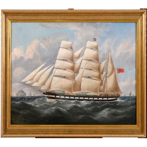 428 - RICHARD BALL SPENCER (1812-1897). THE `PERTHSHIRE`, A THREE-MASTED BARQUENTINE UNDER SAIL OFF AILSA ... 