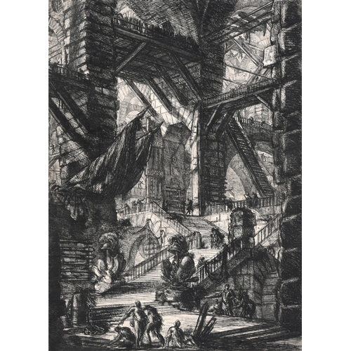 572 - GIOVANNI BATTISTA PIRANESI (1720-1778). CARCERI D'INVENZIONE: STAIRCASE WITH TROPHIES (Hind 8). Etch... 