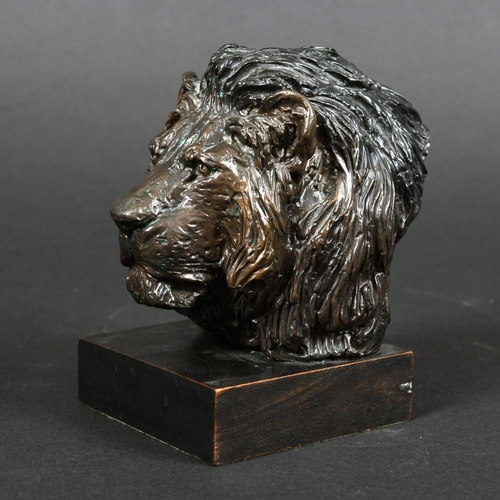 733 - WILLIAM TIMYM (1902-1990) - SMALL BRONZE BUST OF A LION. (d) A limited edition bronze bust of a Lion... 