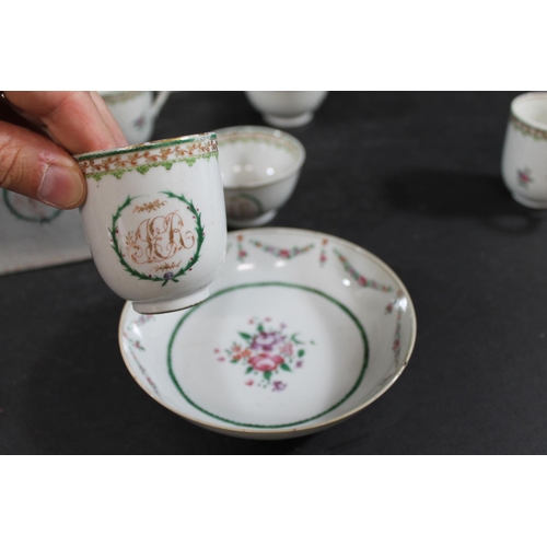 898 - 18THC CHINESE ARMORIAL PART TEA SERVICE. A 18thc part service, each monogramed with initials and pai... 