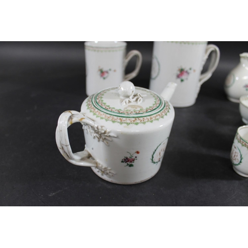 898 - 18THC CHINESE ARMORIAL PART TEA SERVICE. A 18thc part service, each monogramed with initials and pai... 